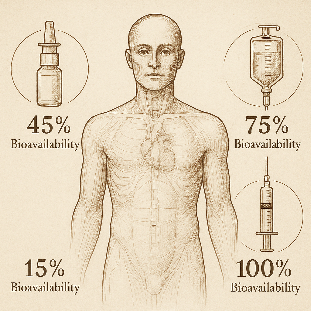 create a nice image. make it scietific and elevated. that represents bioavaliabilty. have a sketch of the human body and